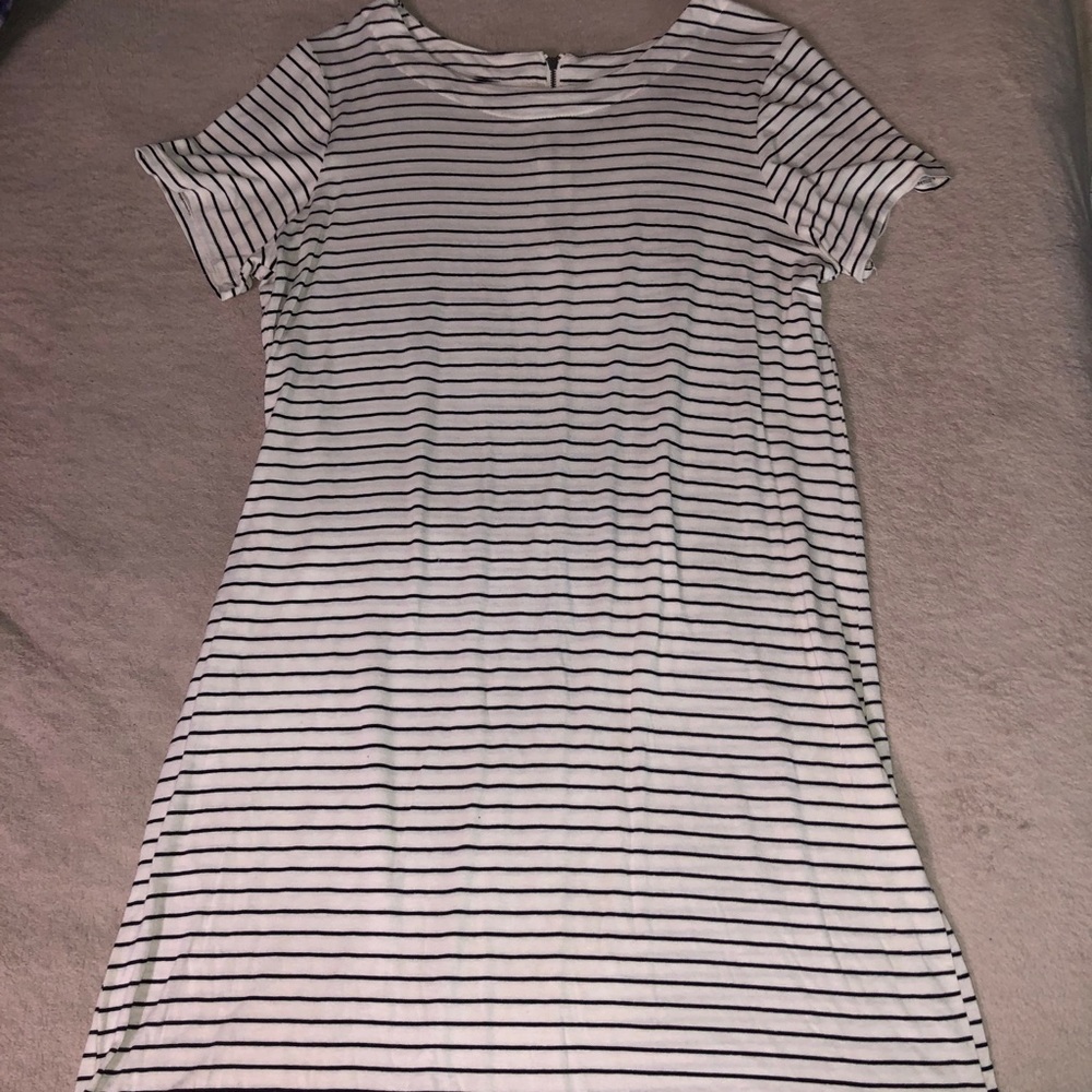 black and white striped tshirt dress